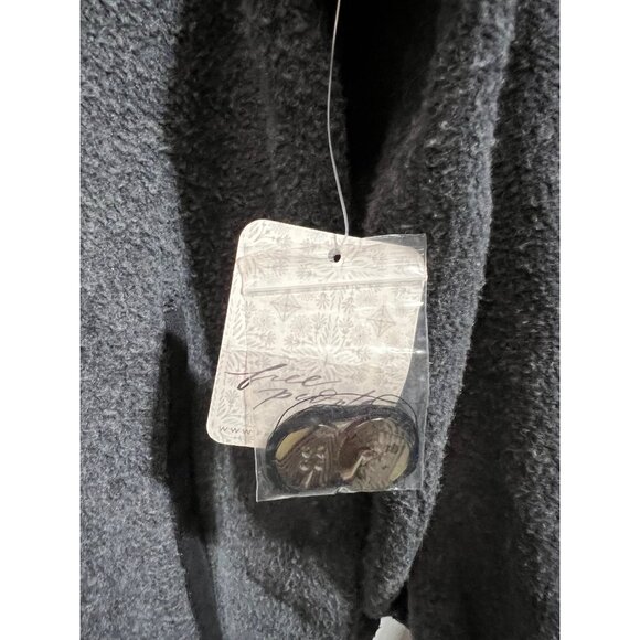 Free People Washed Black Fleece Shirt Jacket With Button Front Style - Size L - Picture 4 of 10